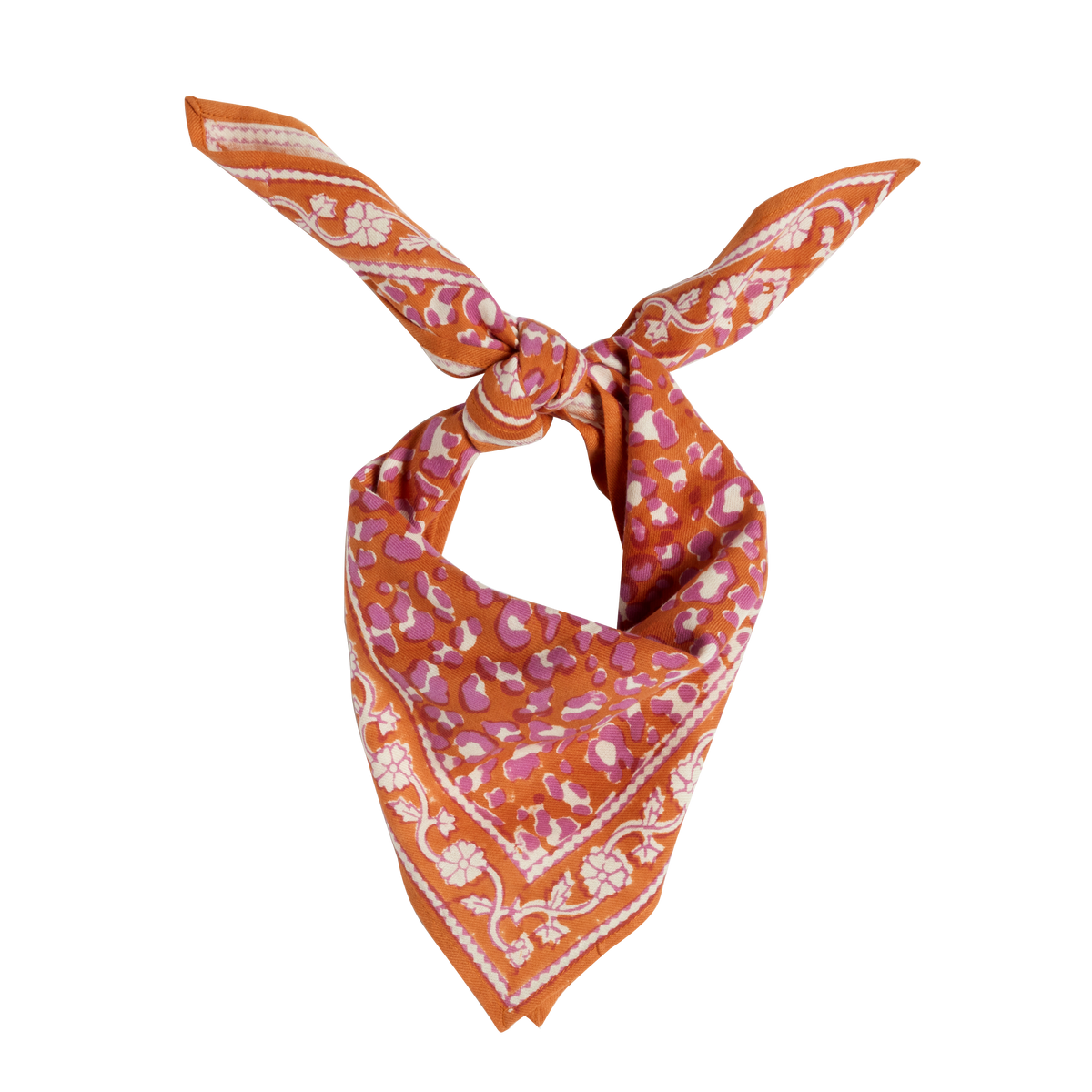 Indisches Foulard 65 x 65 cm - Leopardenmuster Kupfer