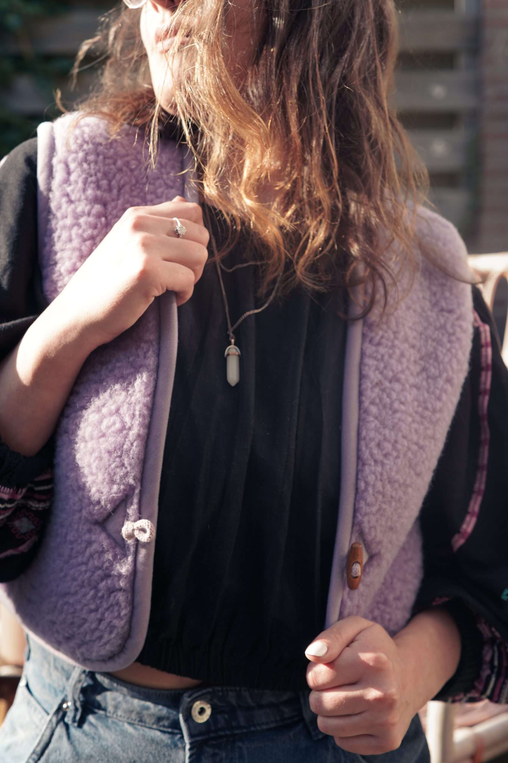 Merinowolle Weste kurz- Lila: M