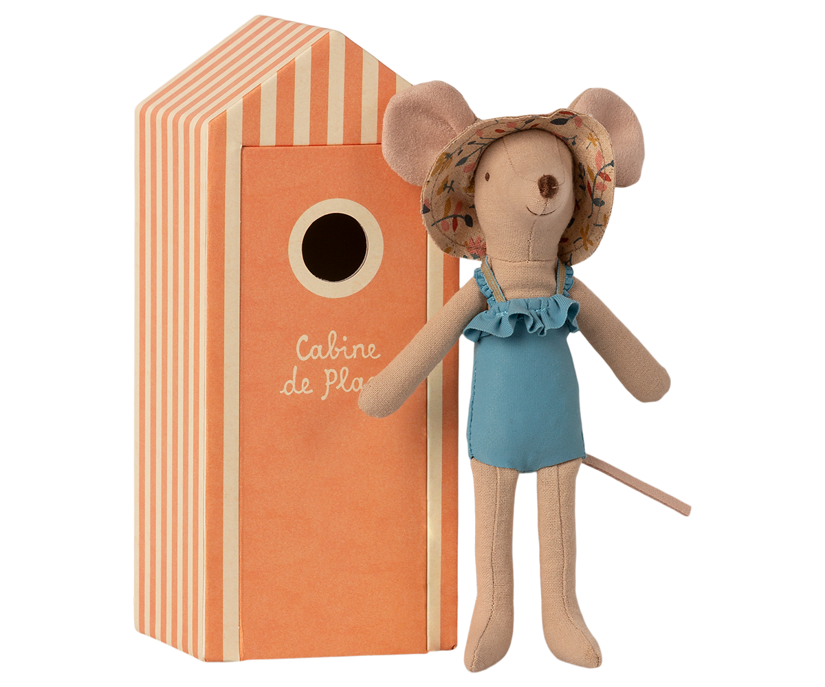 Maileg Strandmaus Mama mit Strandkabine
