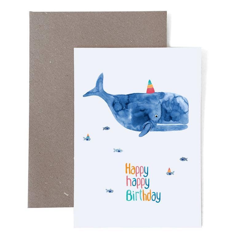 Grusskarte zum Geburtstag *Happy Birthday* mit Wal