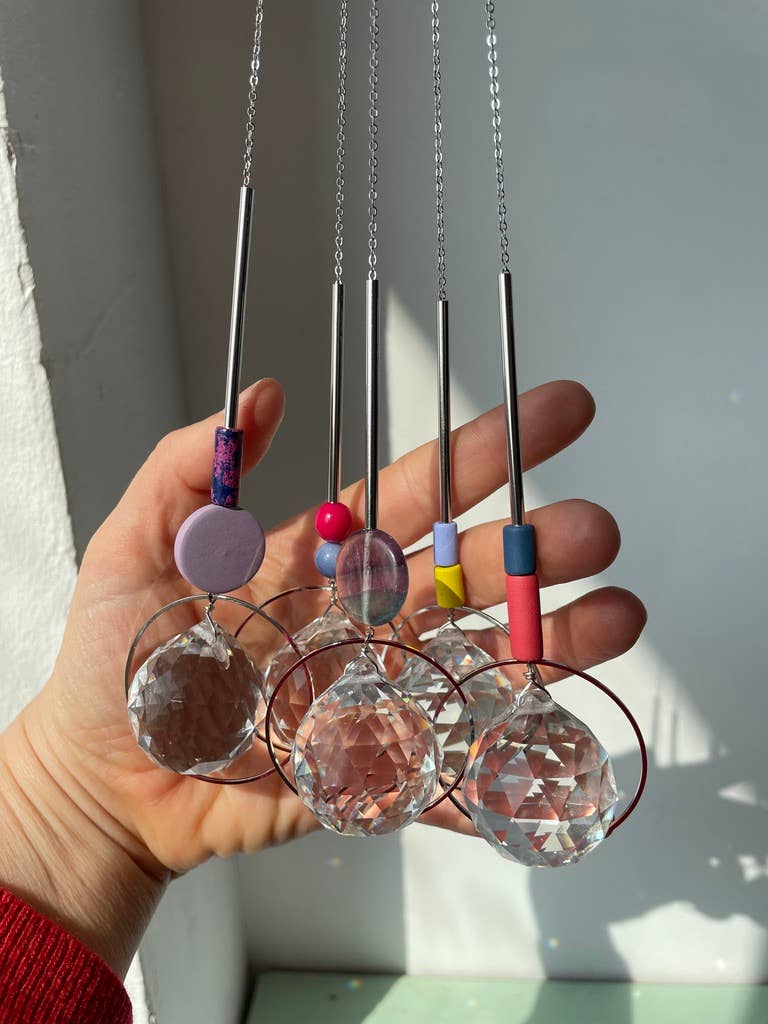 Suncatcher Flourit / Lichtfänger / Fensterkristall / Silber