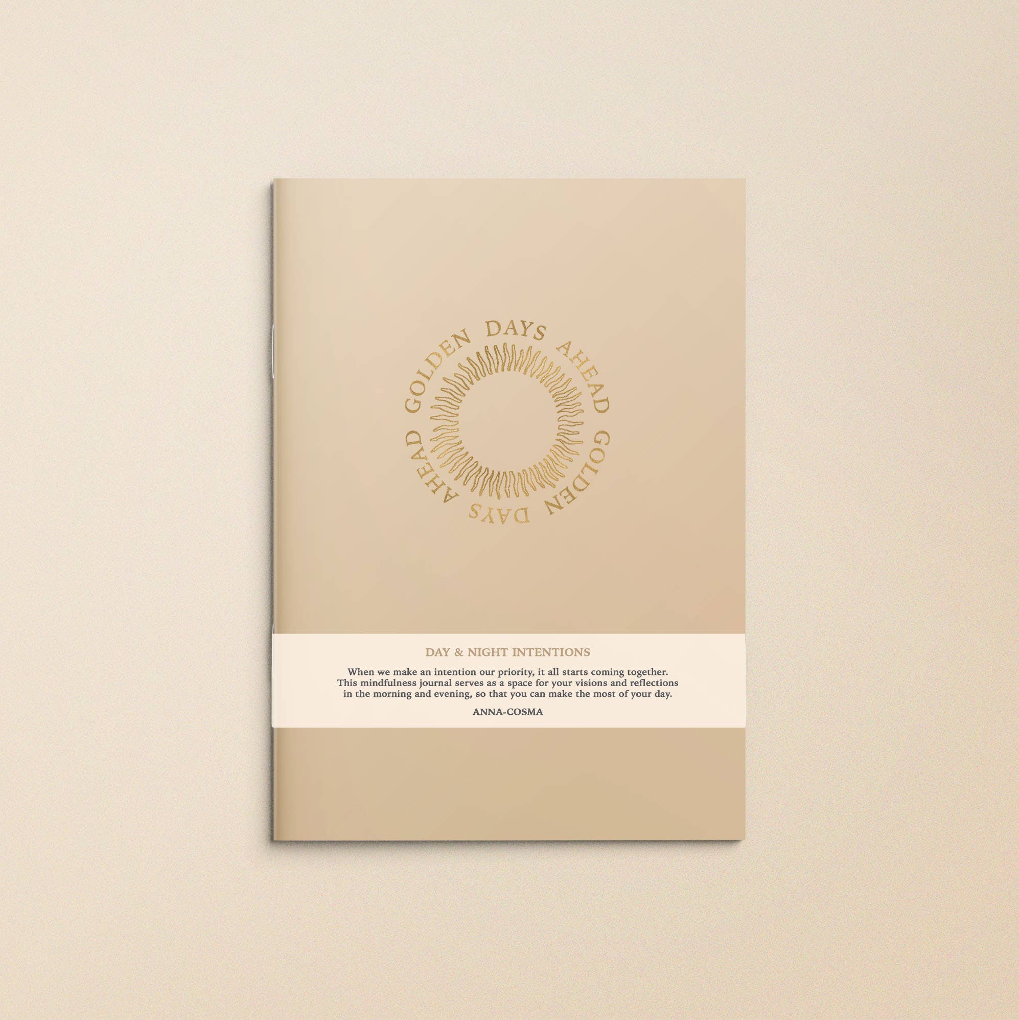 NOTIZBUCH, MOTIV „GOLDEN DAYS AHEAD“, MOTIV TAG UND NACHT, BEIGE