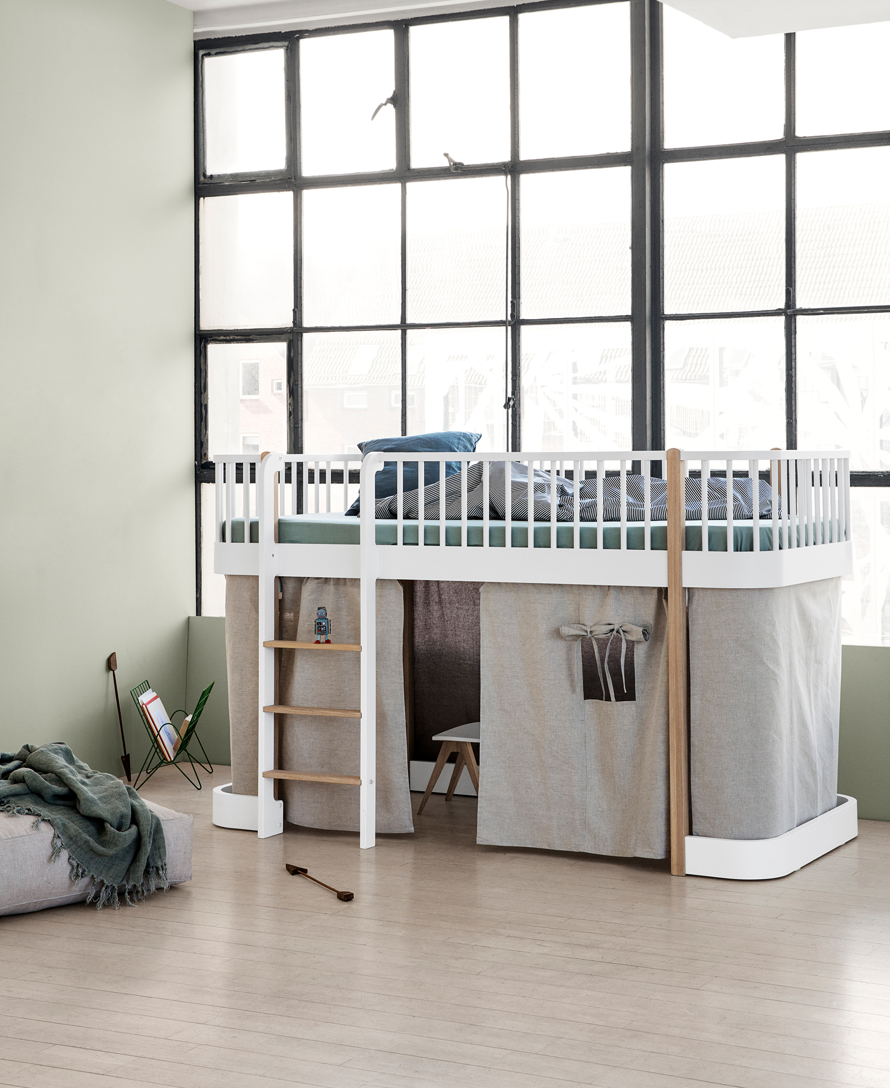 Vorhang für Wood Original Etagenbett und halbhohes Hochbett (128 cm), natur