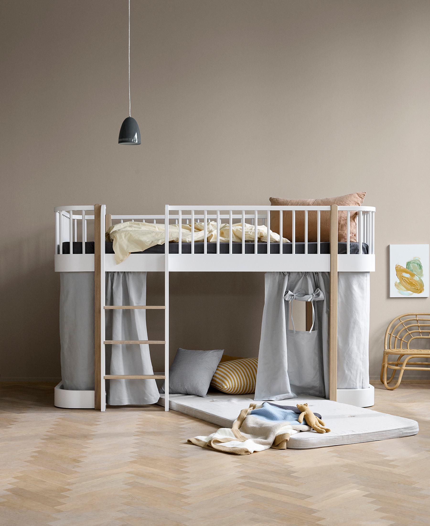 Vorhang für Wood Original Etagenbett und halbhohes Hochbett (128 cm), grau