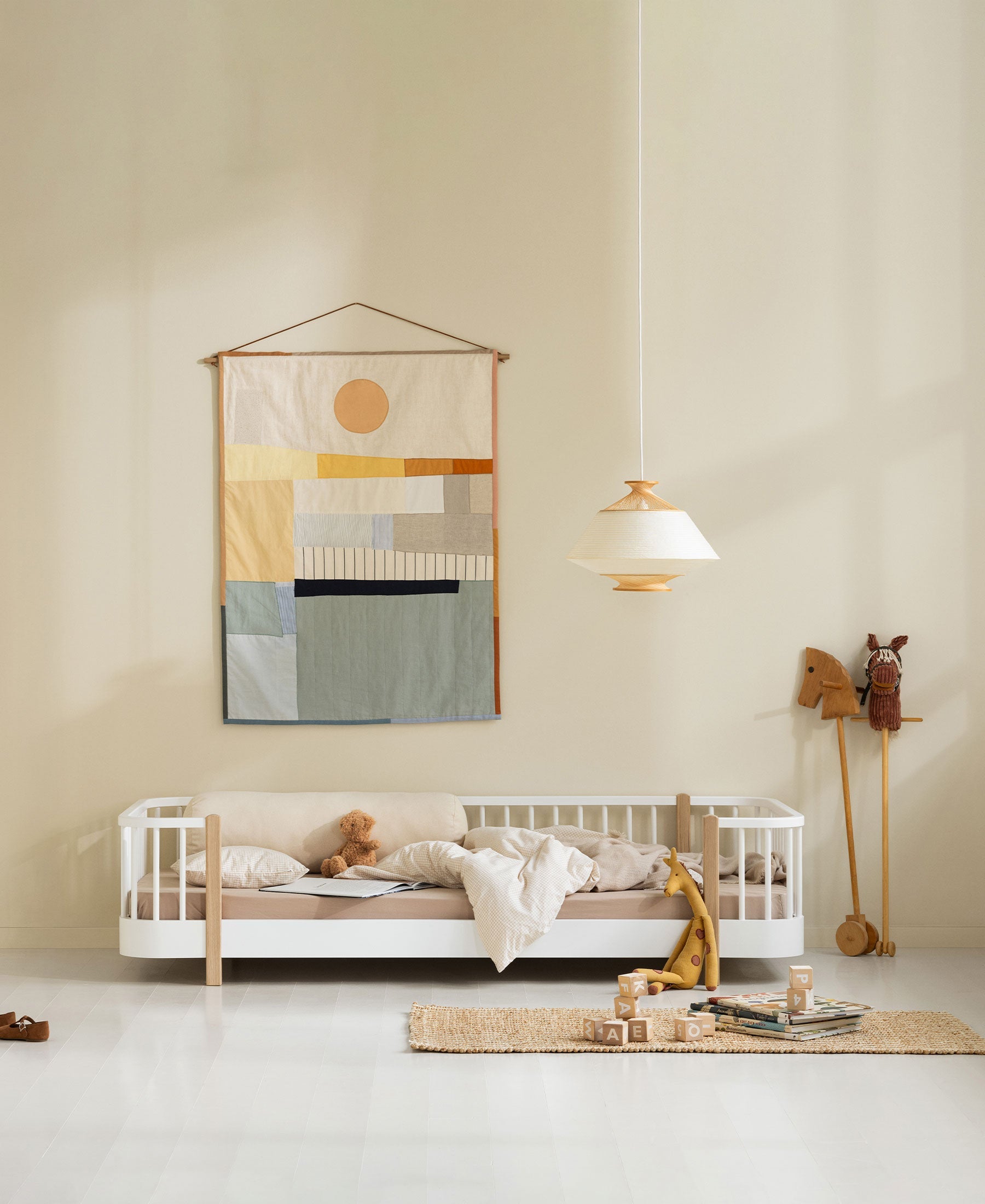 Wood Original Bodenbett, weiss/Eiche