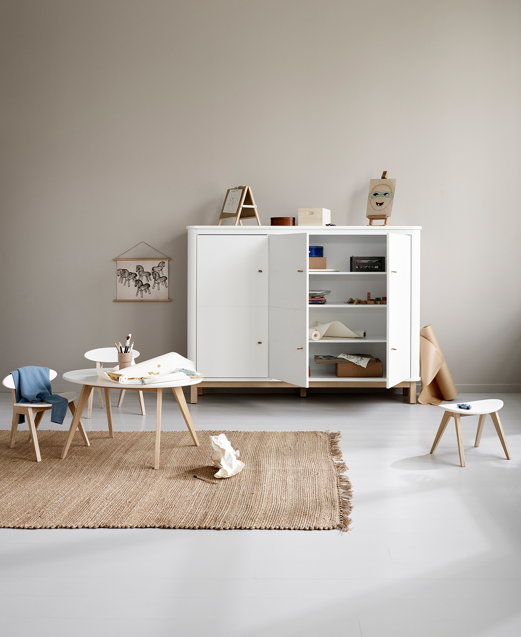 Wood Pingpong Tisch, weiss/Eiche