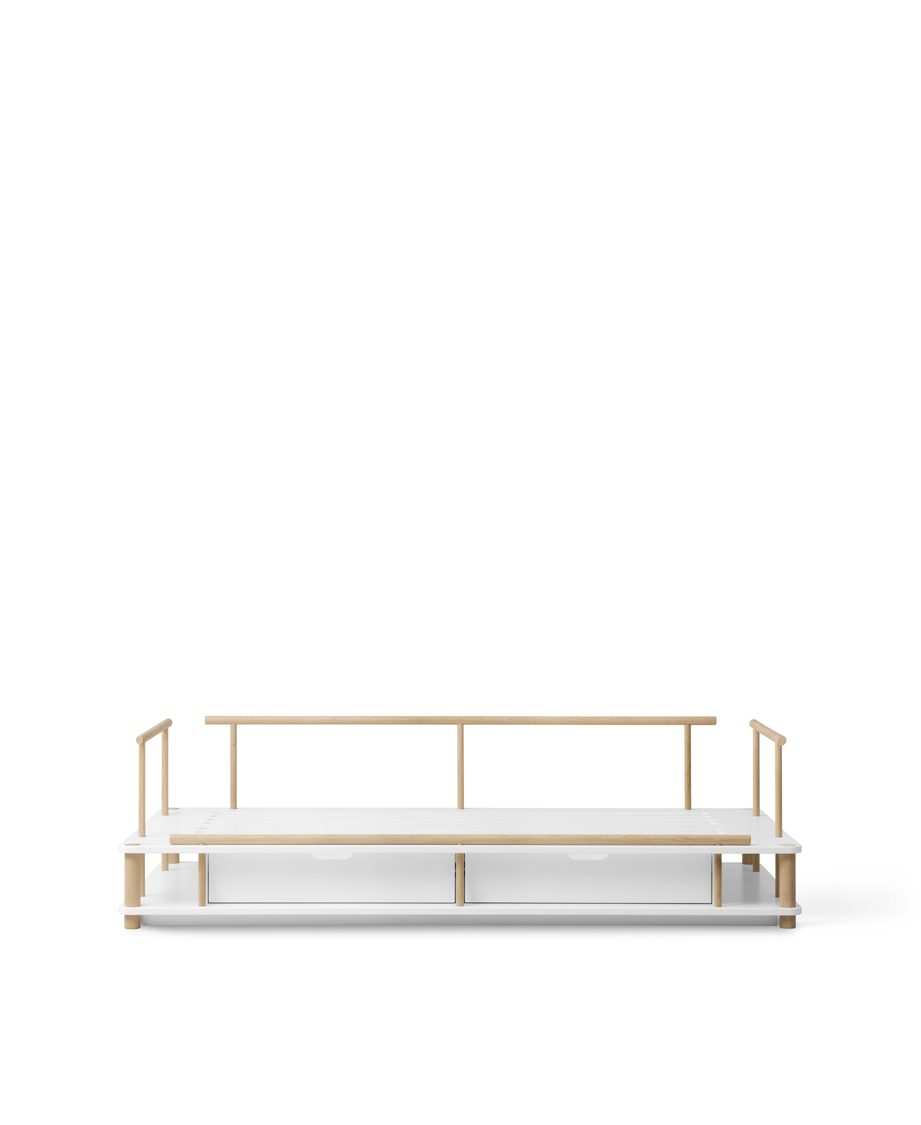 Camp Bettsofa, weiss/Eiche