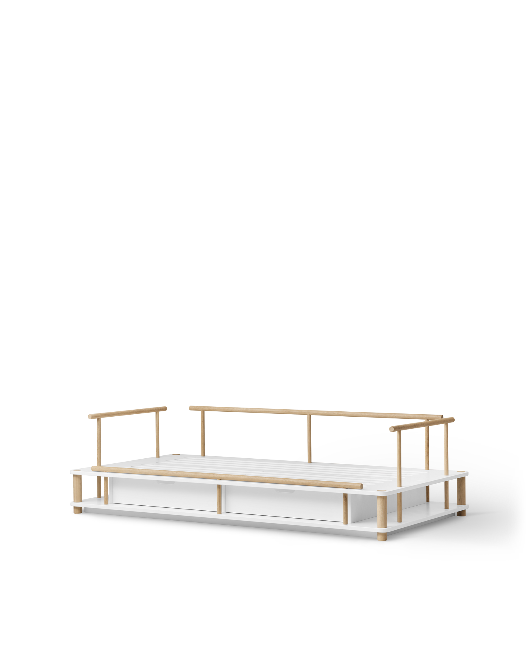 Camp Bettsofa, weiss/Eiche