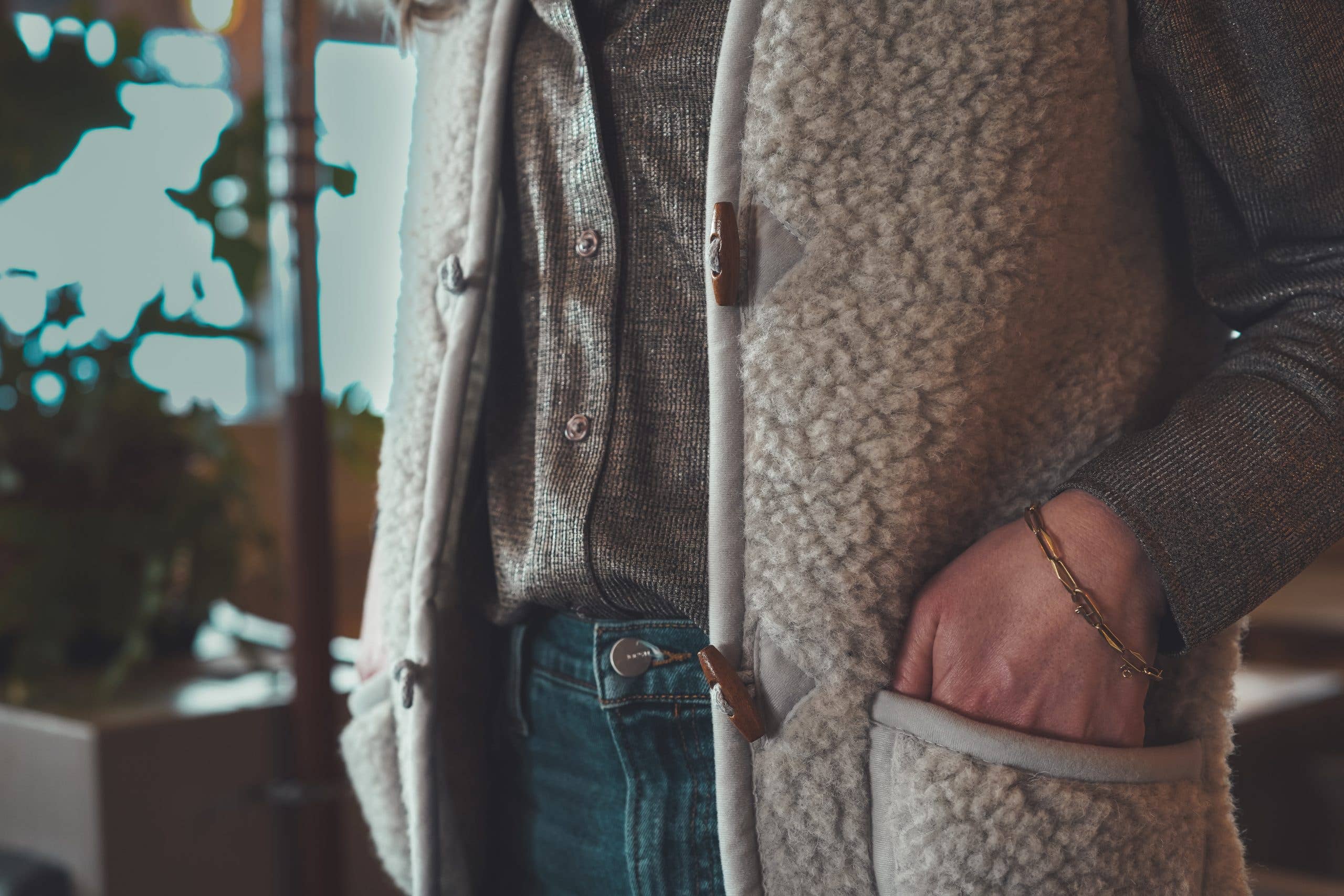 Merinowolle Weste - Earl Grey: M