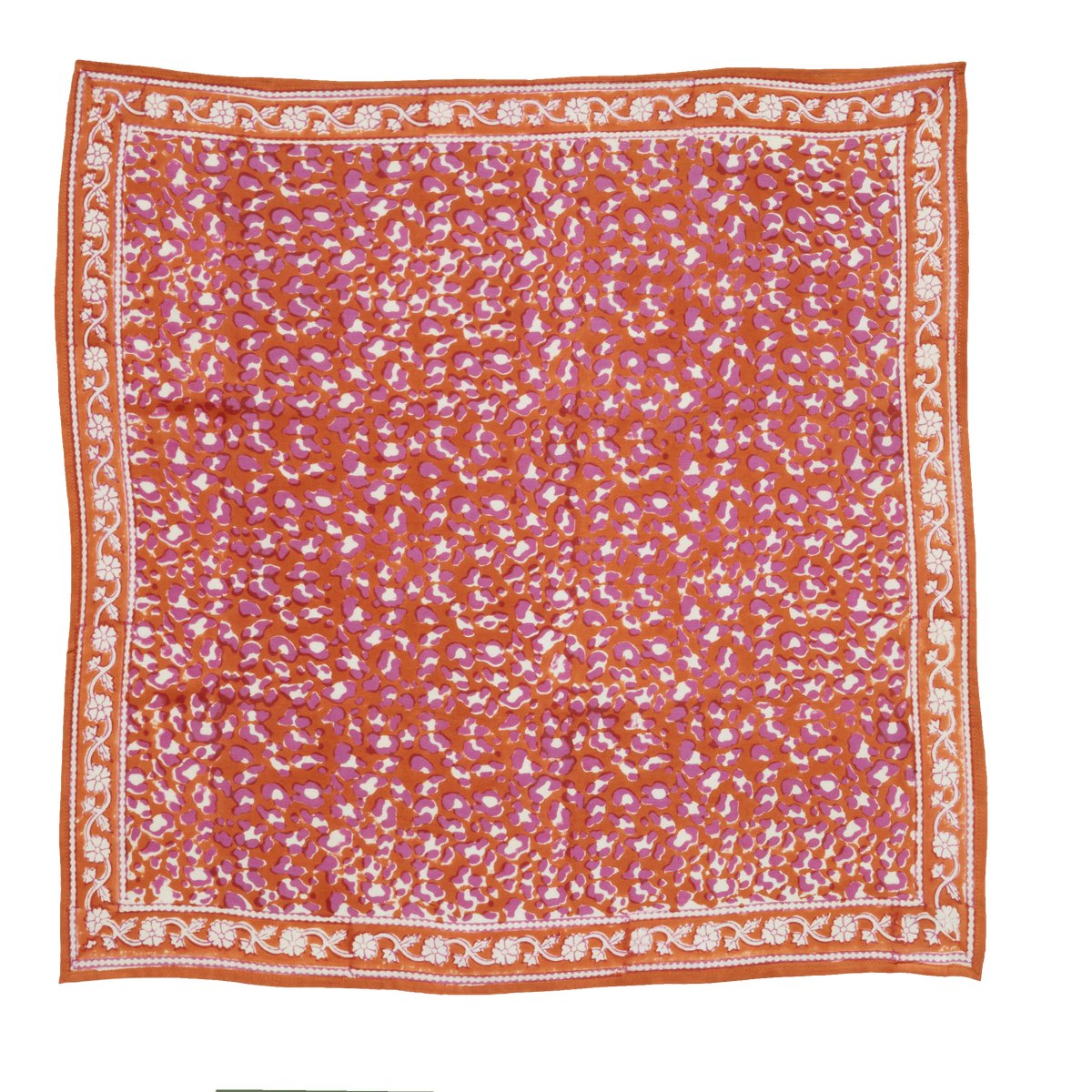 Indisches Foulard 65 x 65 cm - Leopardenmuster Kupfer