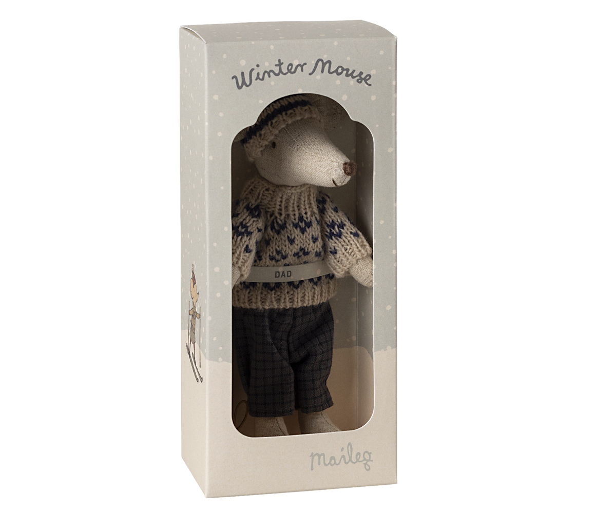 Maileg Wintermaus mit Skiset - Papa - blau