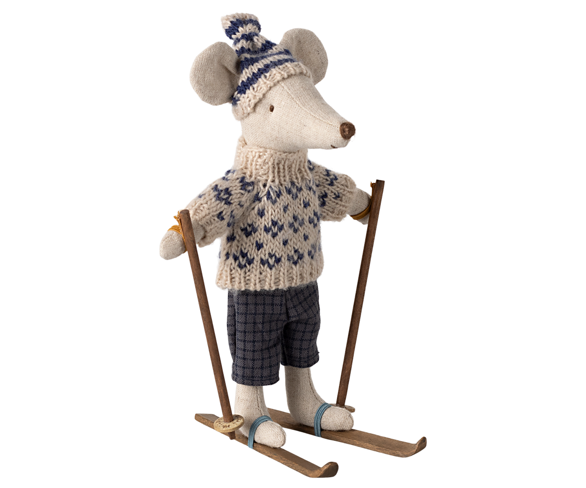 Maileg Wintermaus mit Skiset - Papa - blau