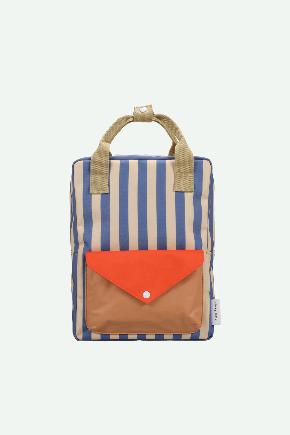 Sticky Lemon Rucksack medium - Wonders - Stripes blue whale & sandy yellow