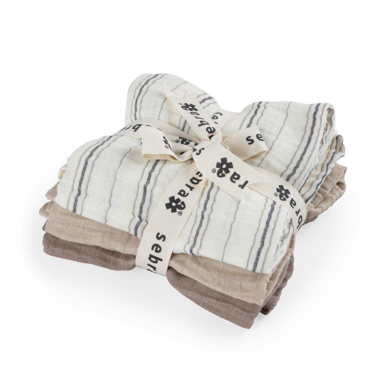 Sebra Muslinetücher Cream Stripe, Beige