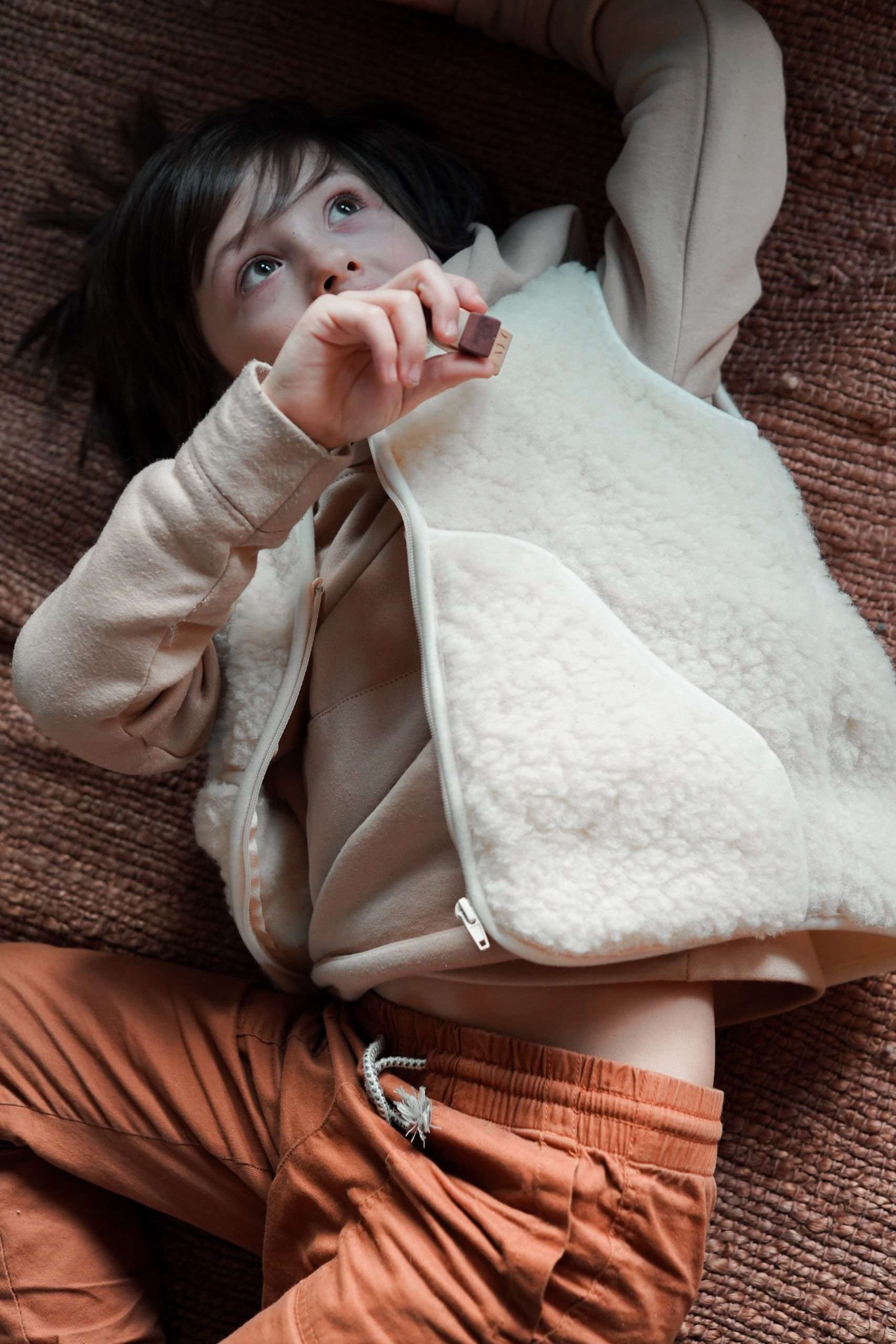 Merinowolle Weste - Cienki Flat White: 128/140