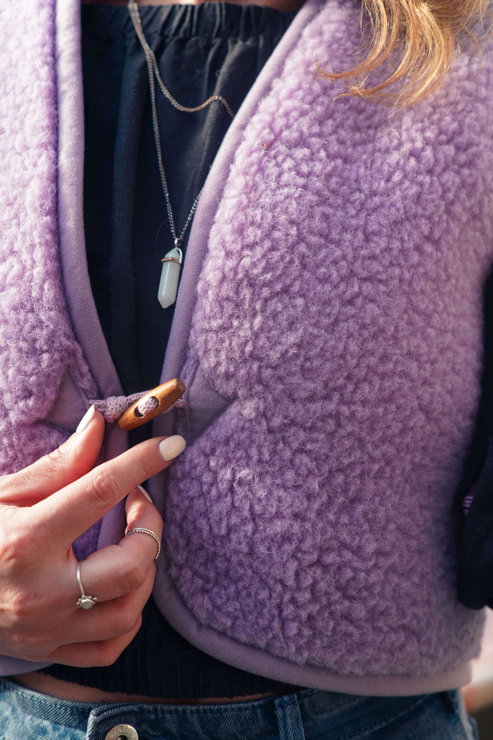 Merinowolle Weste - Lila Shorty: L