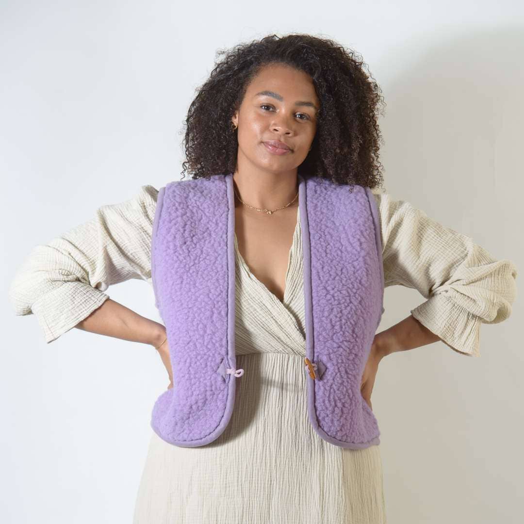 Merinowolle Weste - Lila Shorty: L