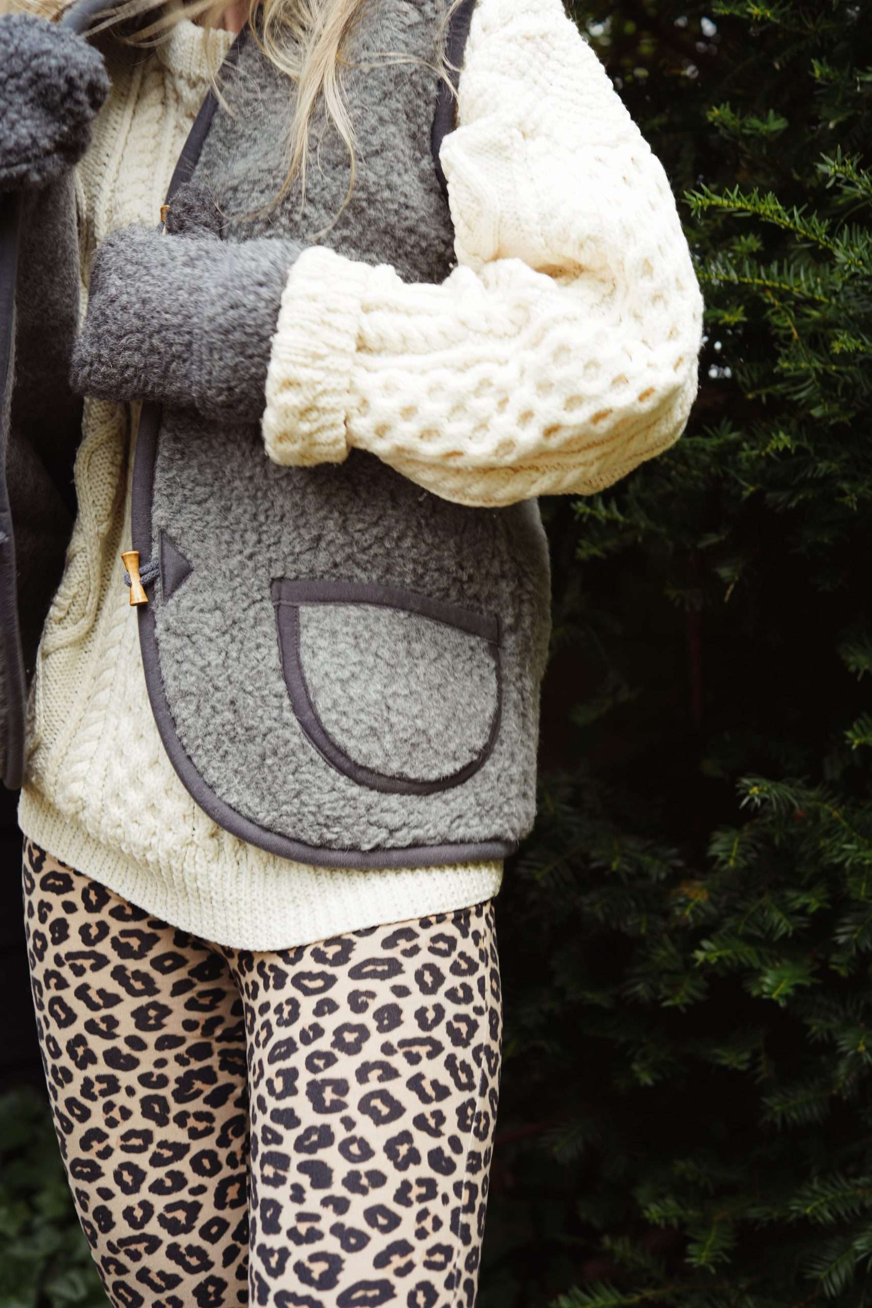 Merinowolle Weste - Schwarzer Tee: M