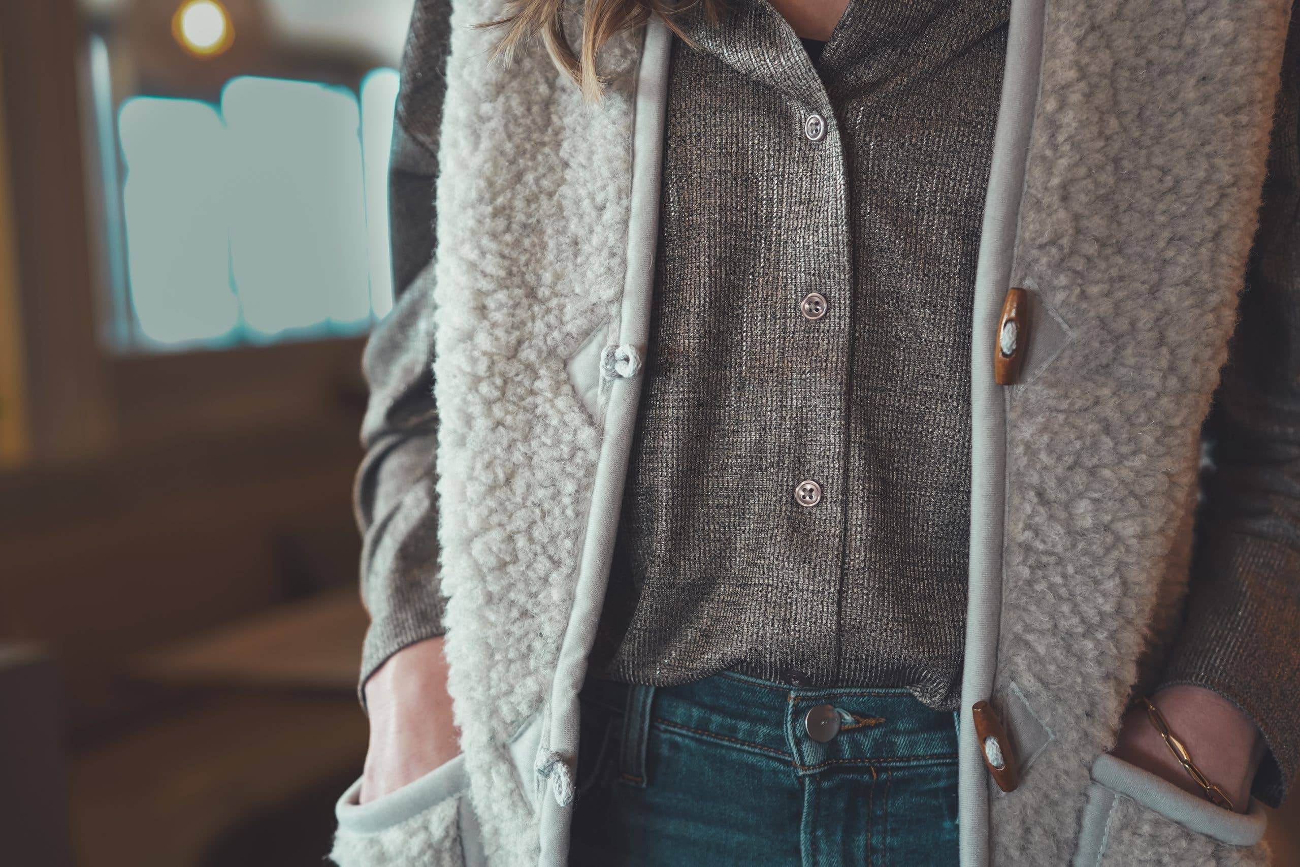 Merinowolle Weste - Earl Grey: M