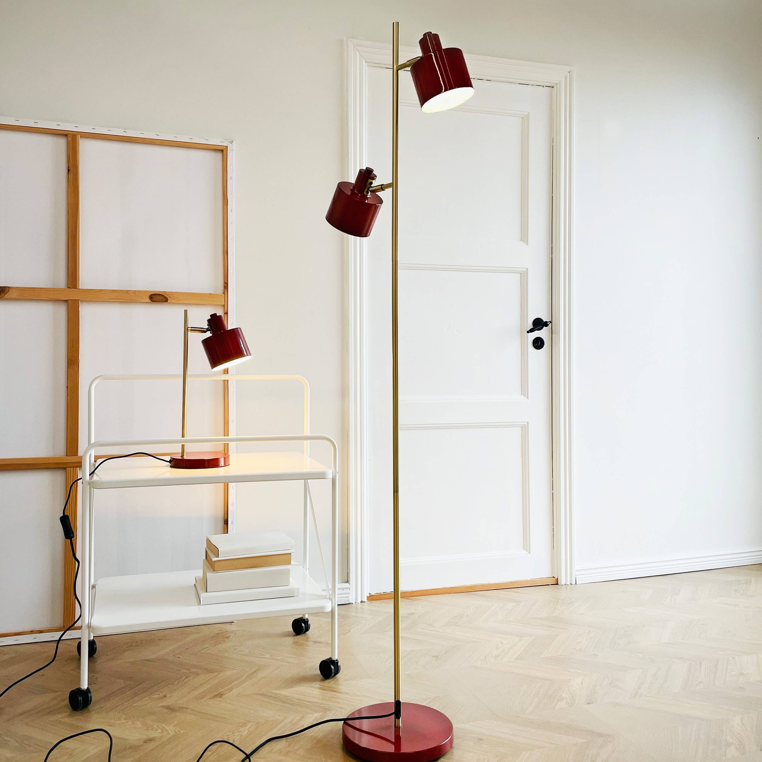 Stehlampe Ozean Dunkelrot/ Messing