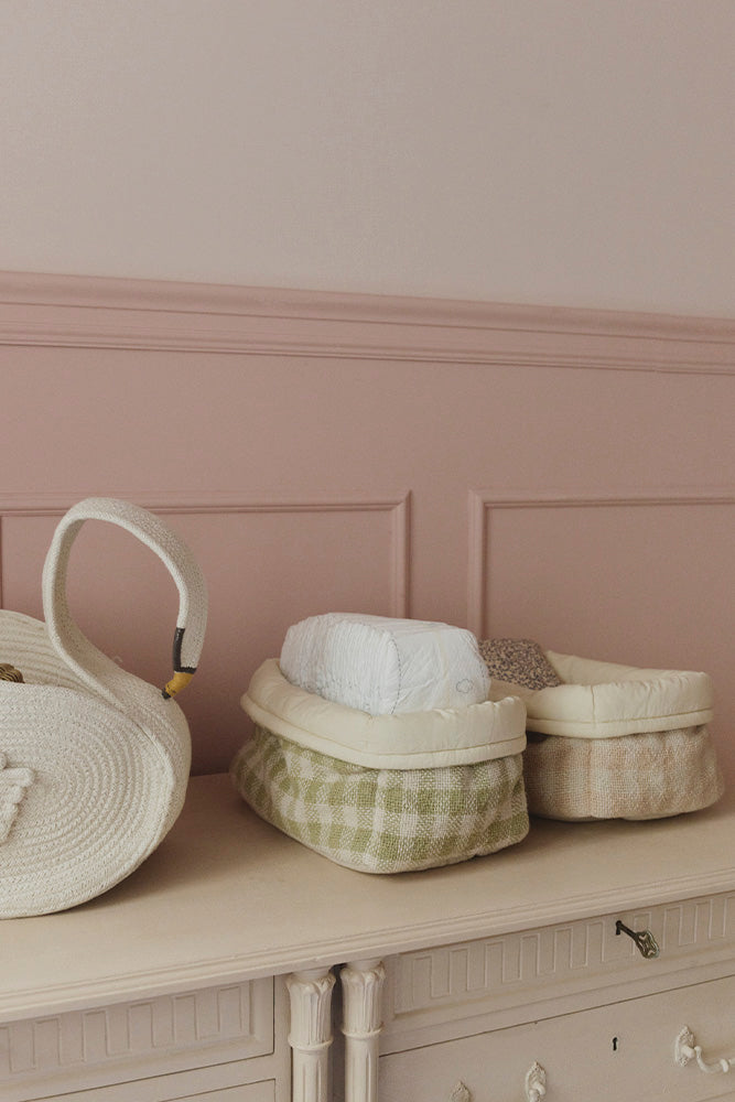 Korb Stoff Vichy Matcha