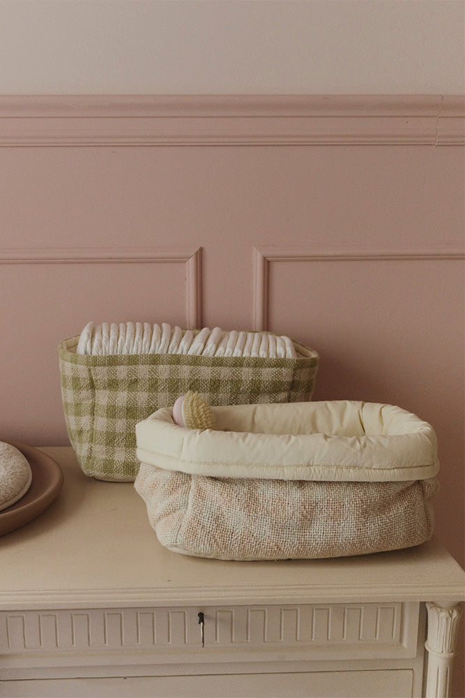 Korb Stoff Vichy Matcha