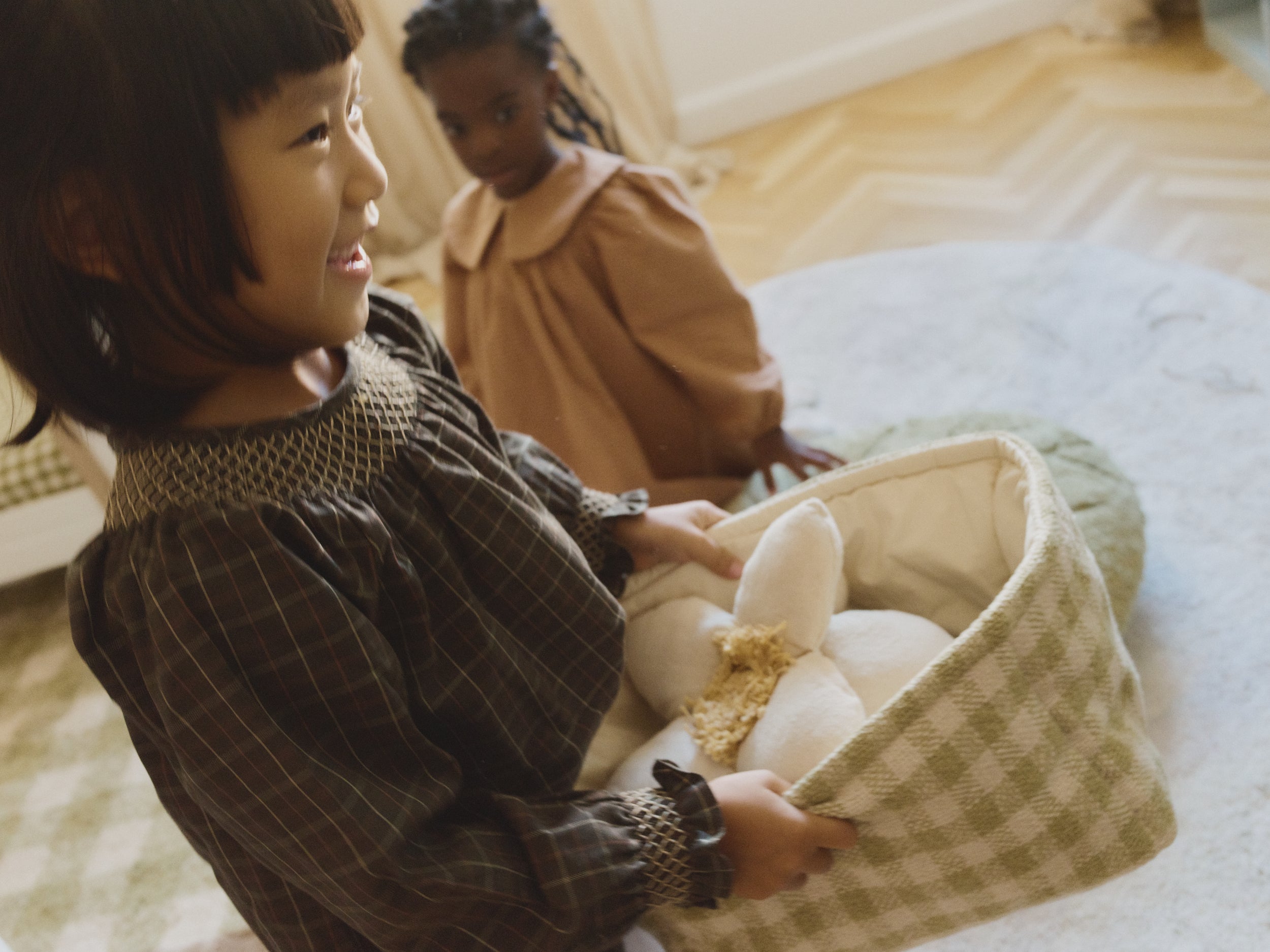 Korb Stoff Vichy Matcha