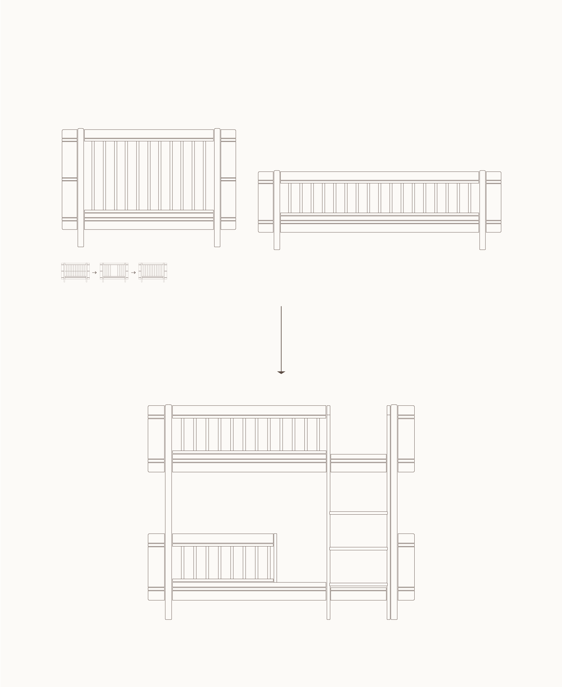 Mini+ Babybett & Mini+ Juniorbett zum Mini+ halbhohen Etagenbett, weiß/Eiche