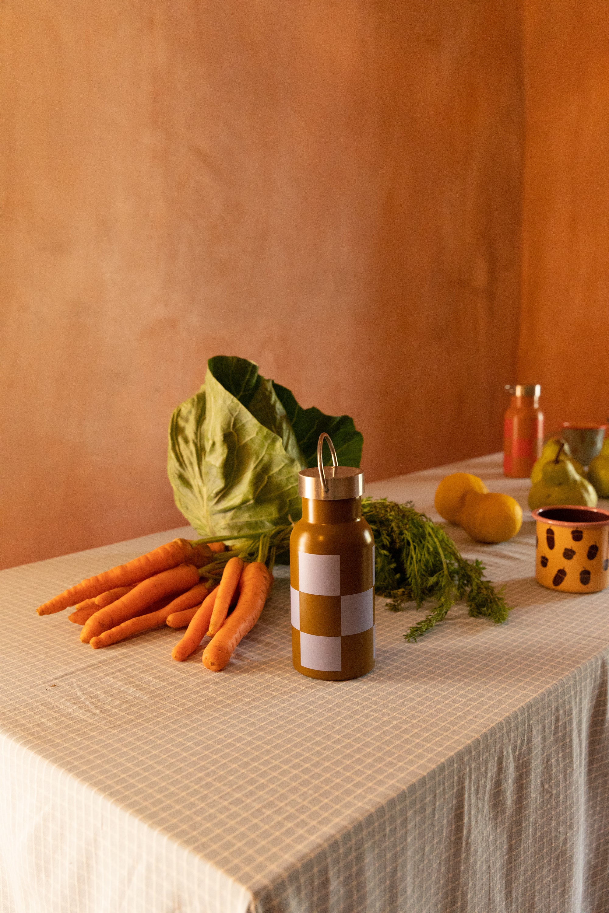 Sticky Lemon Wasserflasche Farmhouse - checkerboard - soil green & blooming purple