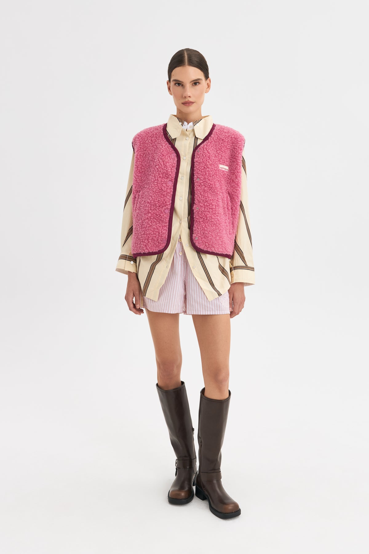 Merino Weste, Erwachsene unisex, dusty pink, Grösse S