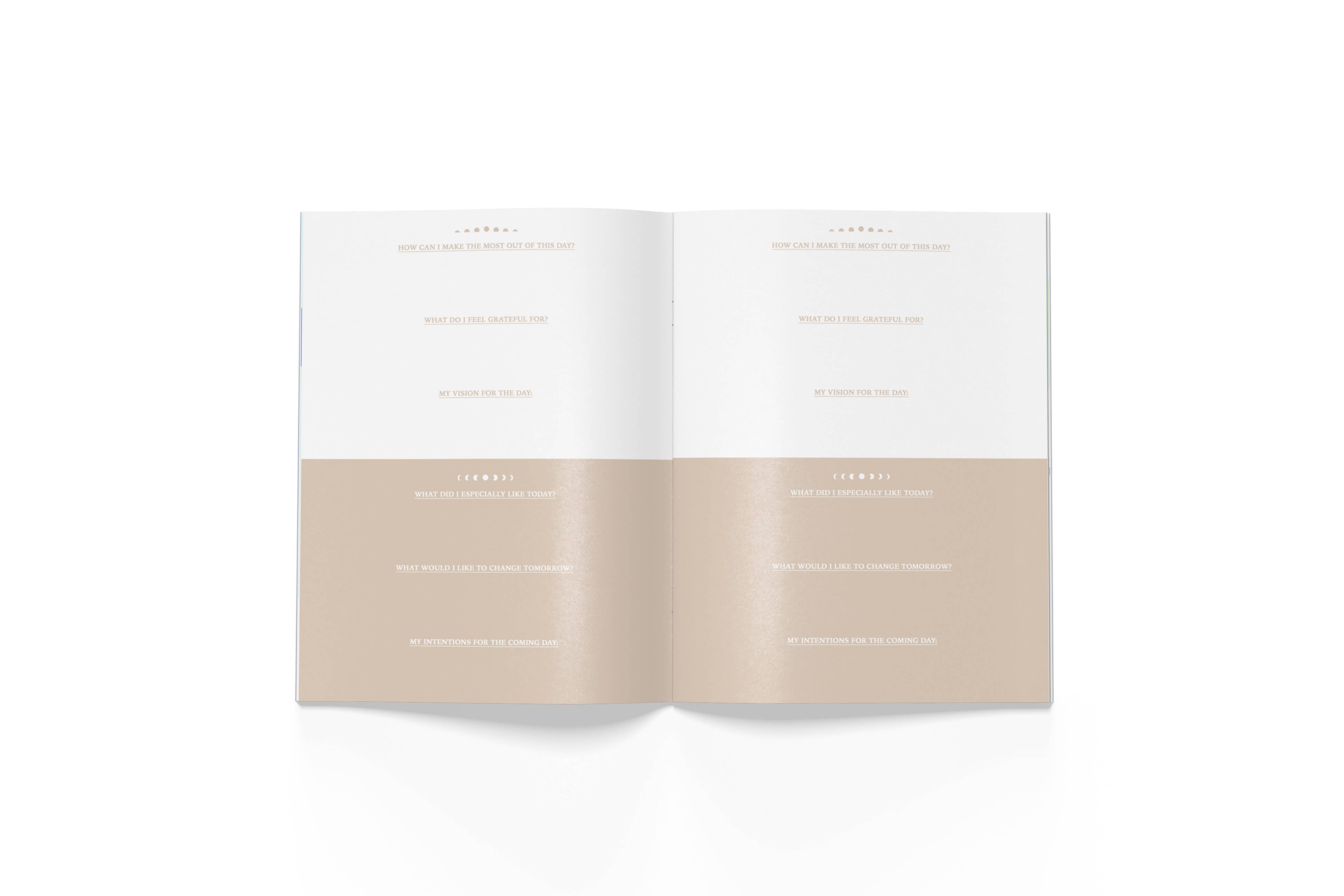NOTIZBUCH, MOTIV „GOLDEN DAYS AHEAD“, MOTIV TAG UND NACHT, BEIGE