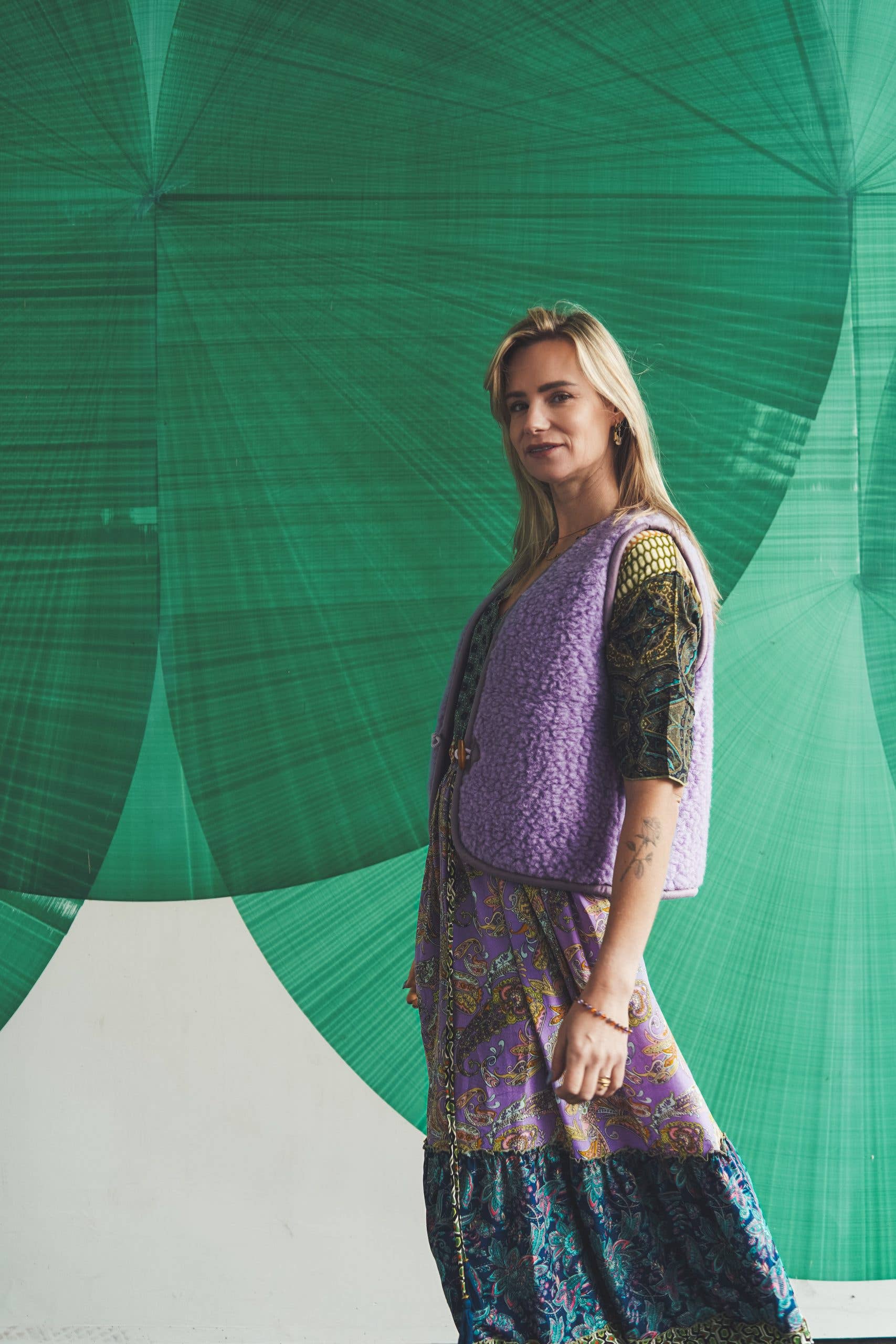 Merinowolle Weste - Lila Shorty: L