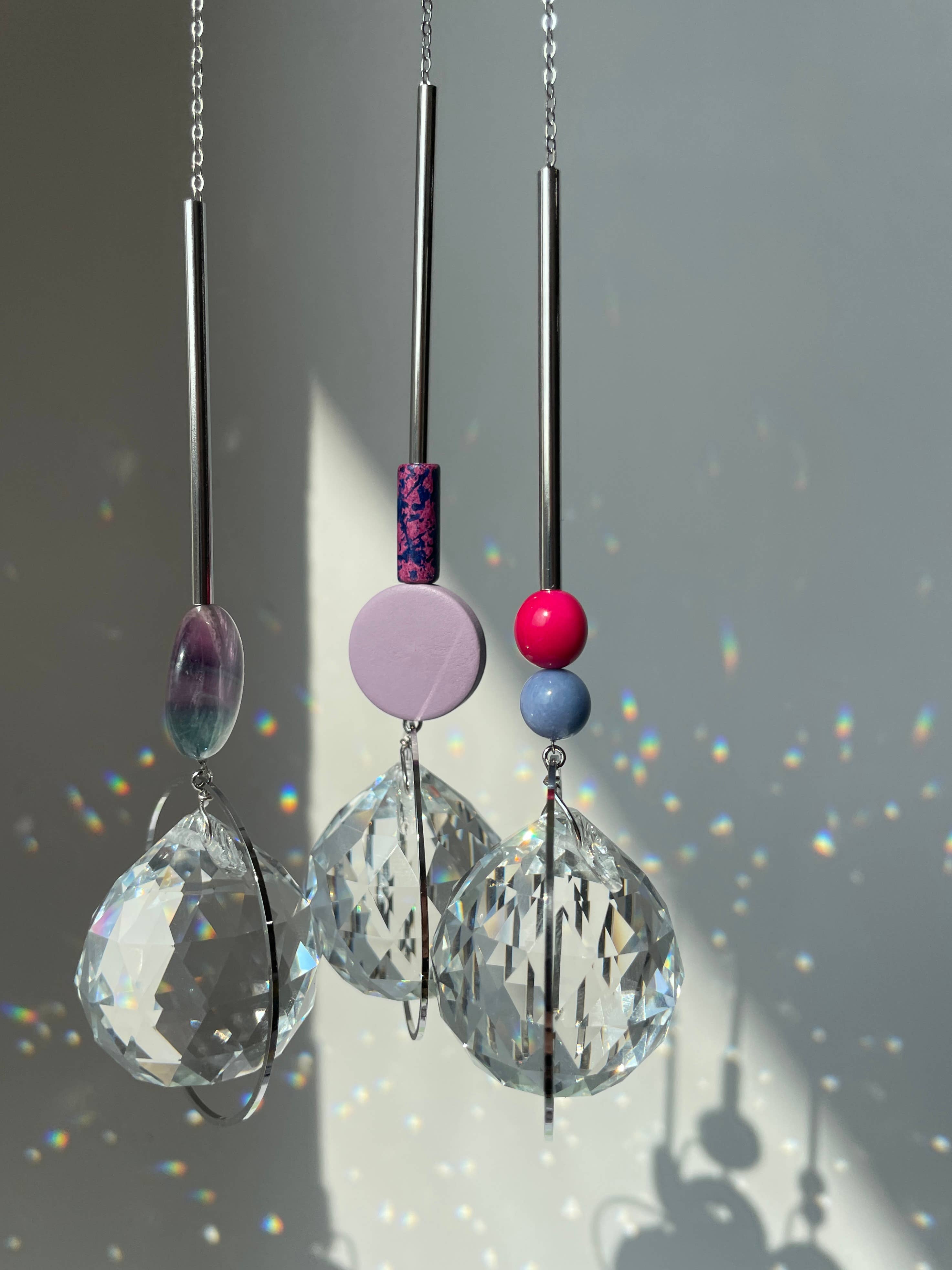 Suncatcher Flourit / Lichtfänger / Fensterkristall  / Silber