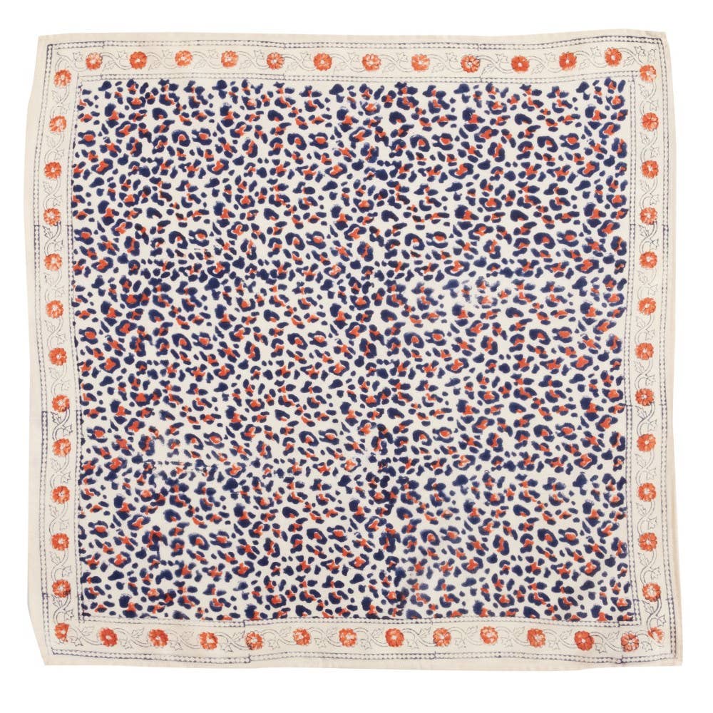 Indisches Foulard – Leopardenmuster Beige/Marine