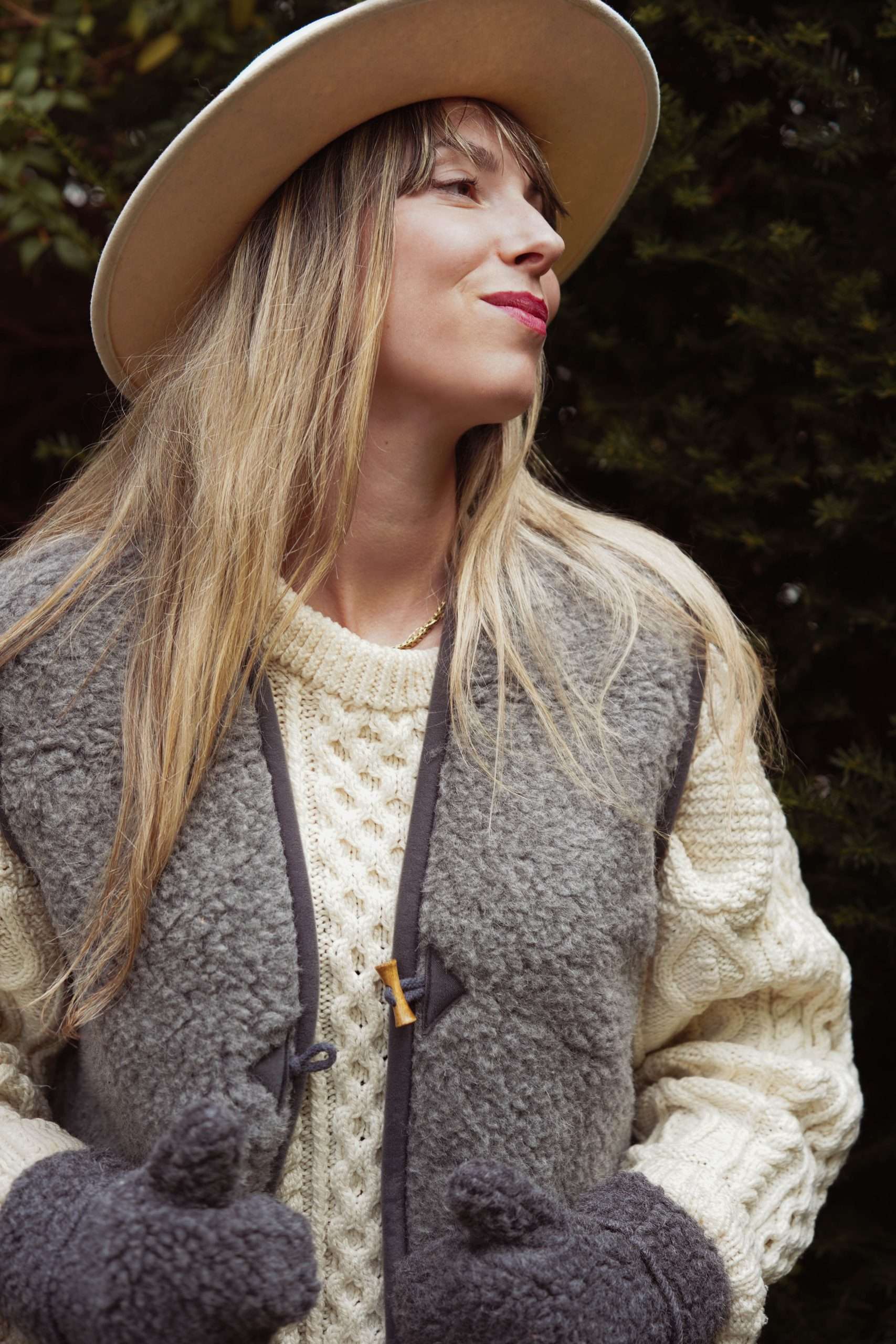 Merinowolle Weste - Schwarzer Tee: M