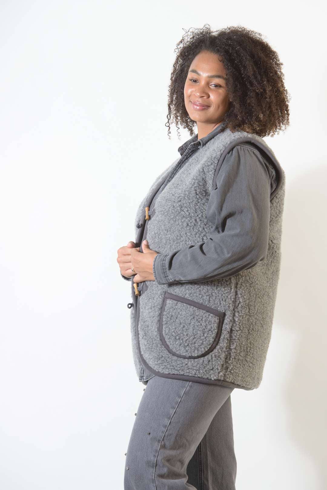 Merinowolle Weste - Schwarzer Tee: M