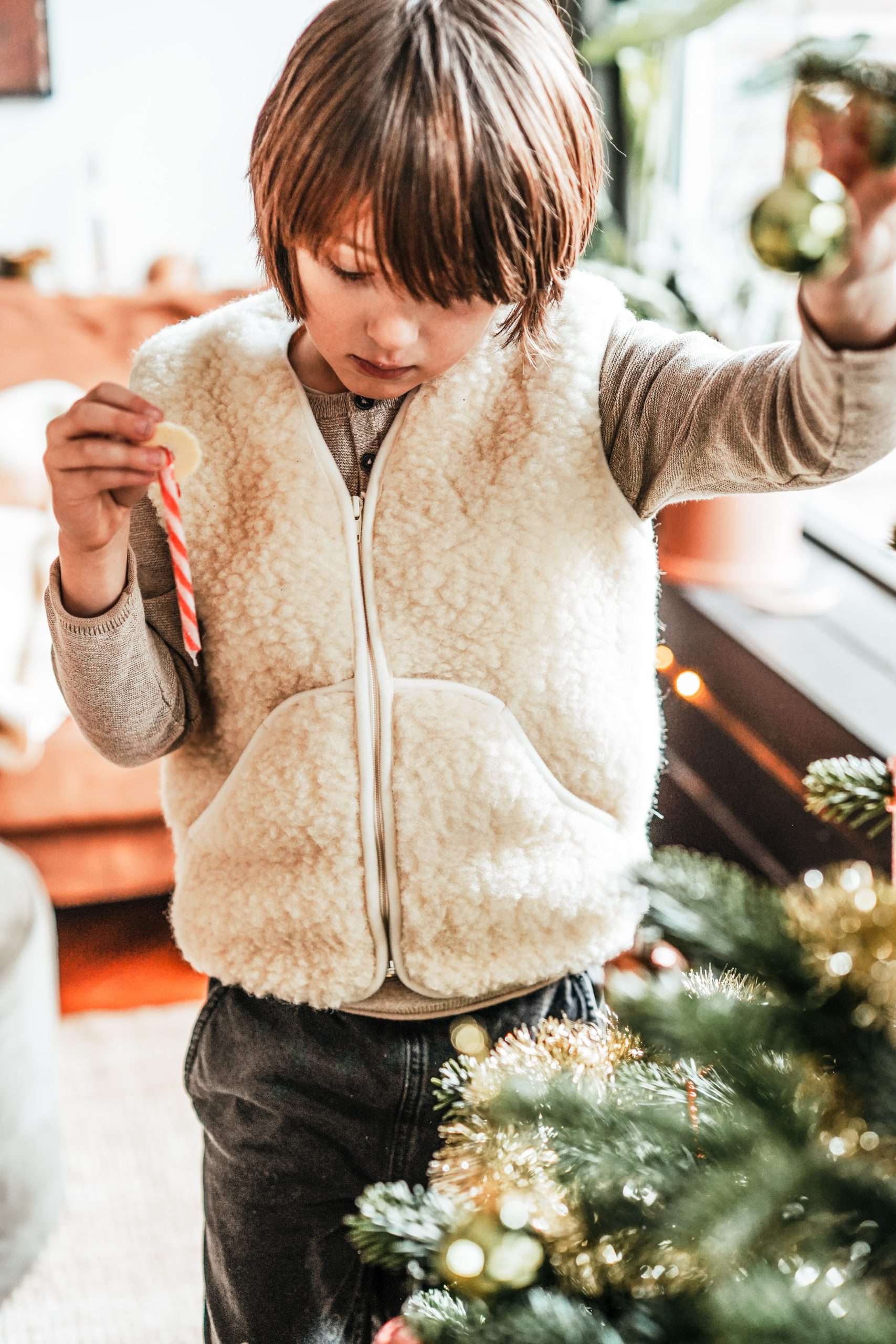 Merinowolle Weste - Cienki Flat White: 128/140