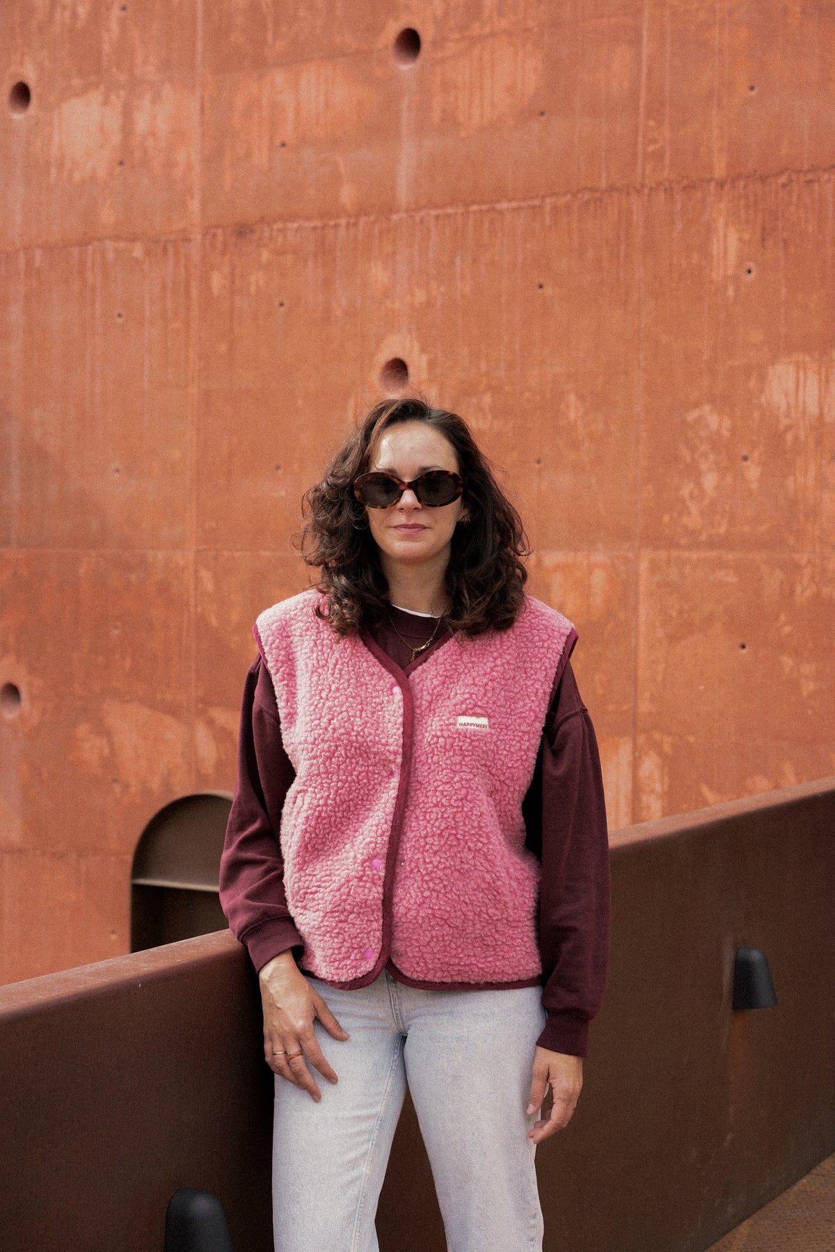 Merino Weste, Erwachsene unisex, dusty pink, Grösse S